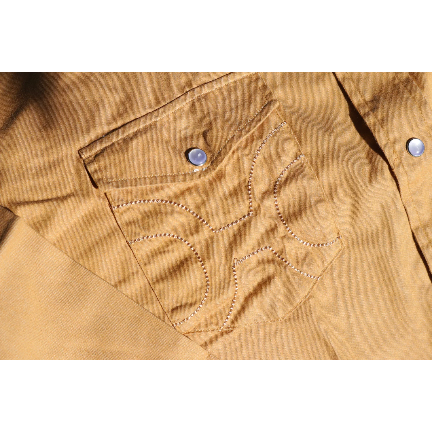 "Del Denim" Chambray Long Sleeve Shirt Washed Tan - Image 4