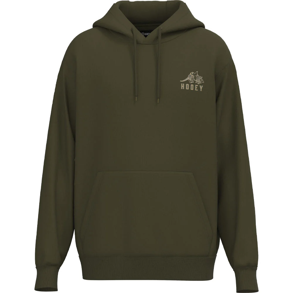 "Desert Dillo" Olive Green Western Original Landscape Logo Hoody - Image 2