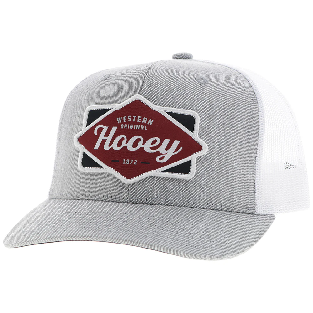 "Diamond" Hooey Hat Grey/White w/Black & Maroon Patch