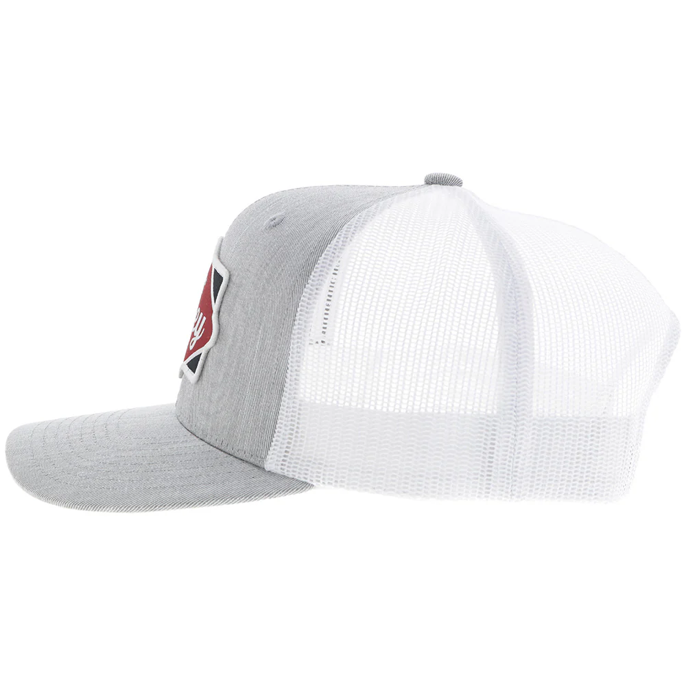 "Diamond" Hooey Hat Grey/White w/Black & Maroon Patch - Image 3