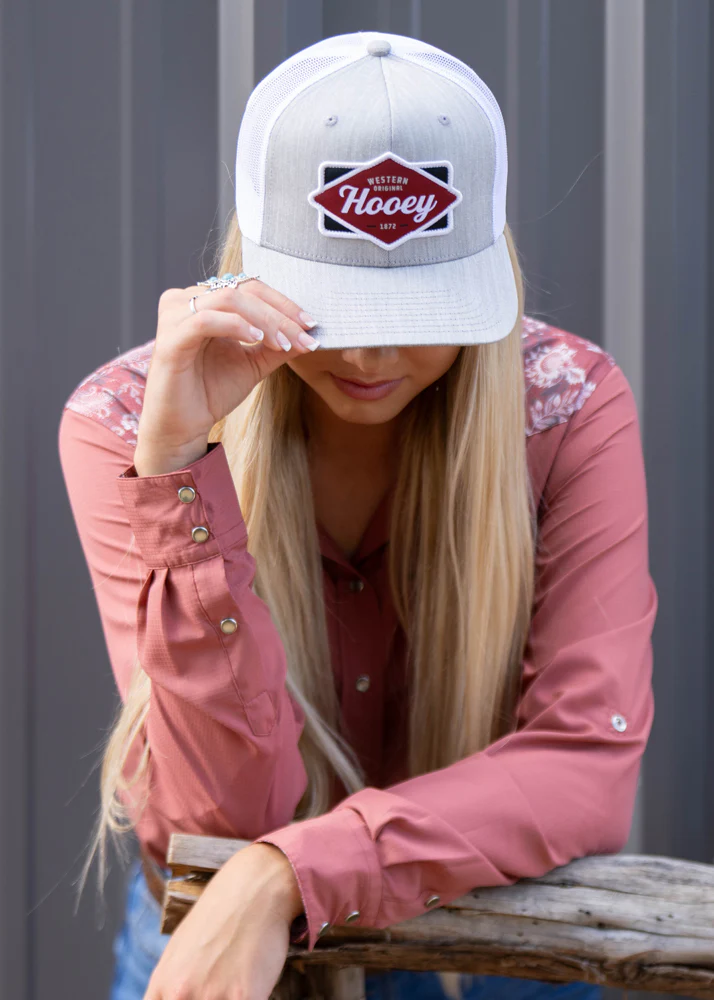 "Diamond" Hooey Hat Grey/White w/Black & Maroon Patch - Image 6