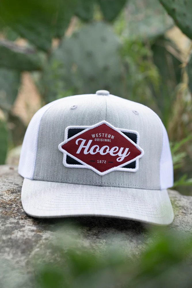"Diamond" Hooey Hat Grey/White w/Black & Maroon Patch - Image 7