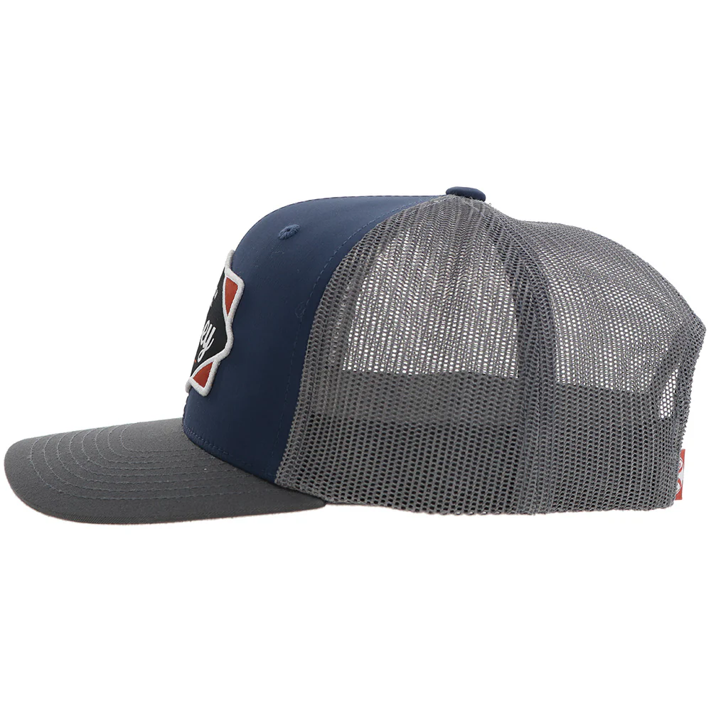 "Diamond" Hooey Hat Navy/Grey w/Navy/White/Red Patch - Image 3