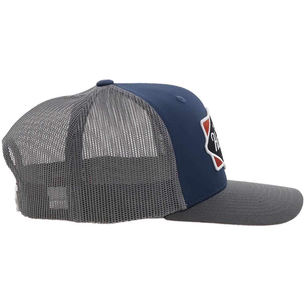 "Diamond" Hooey Hat Navy/Grey w/Navy/White/Red Patch - Image 5