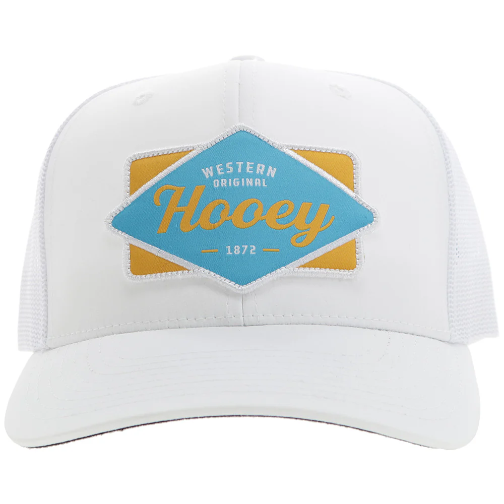 "Diamond" Hooey Hat White w/Blue/Yellow Patch - Image 4