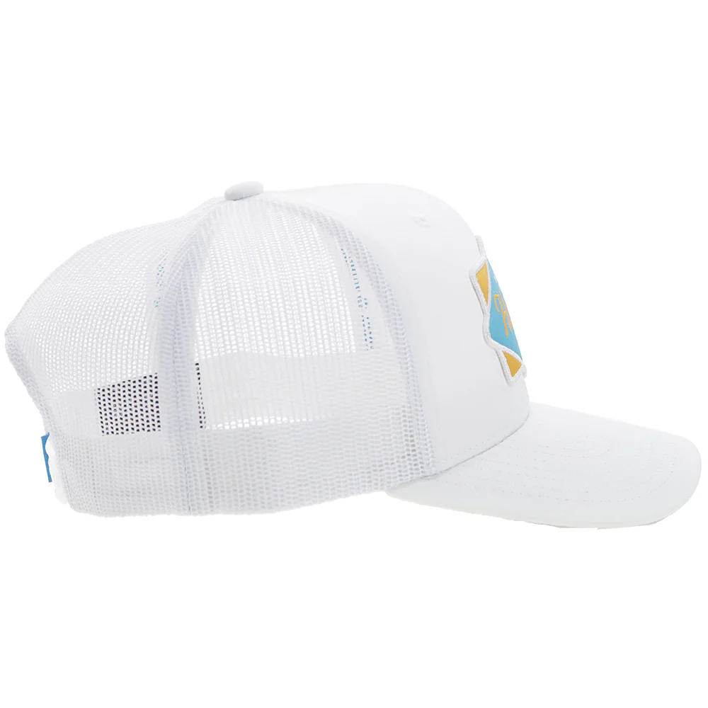 "Diamond" Hooey Hat White w/Blue/Yellow Patch - Image 5