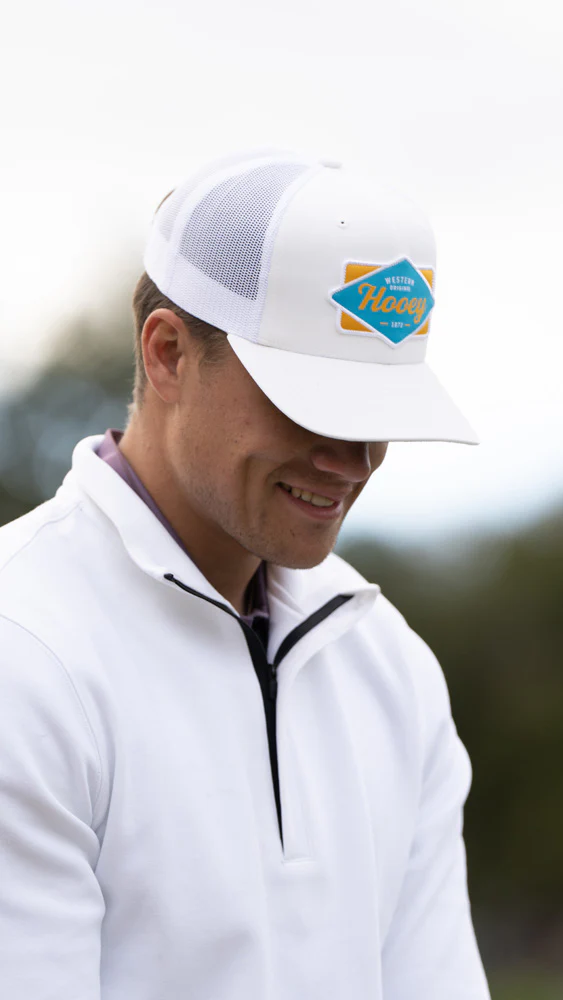 "Diamond" Hooey Hat White w/Blue/Yellow Patch - Image 6