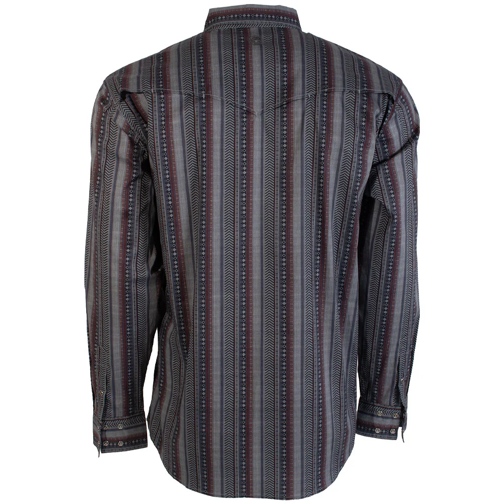 "Dos Sol" Long Sleeve Pearl Snap Shirt Grey/Serape - Image 2
