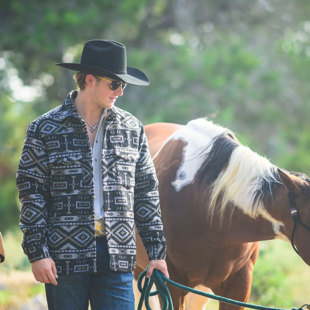"Durango Shacket" Black/Grey Aztec - Image 3