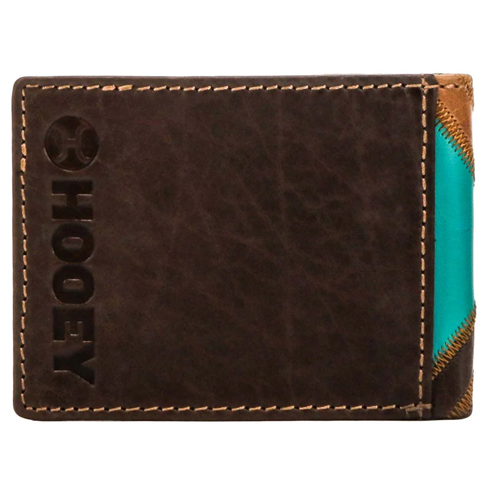"Montezuma" Front Pocket Bifold Hooey Wallet Brown/Turquoise - Image 2