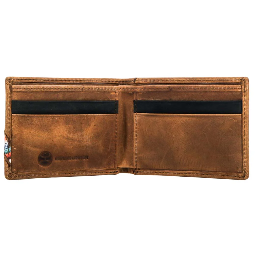 "Hooey Original" Front Pocket Bifold Wallet Tan w/ Sunset Serape Print - Image 3