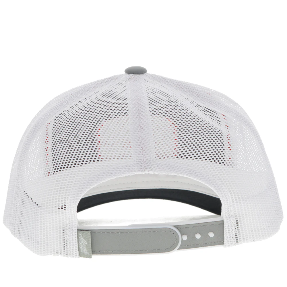 "Gruene Hall" Hat Grey/ White w/Red & Navy Patch - Image 2