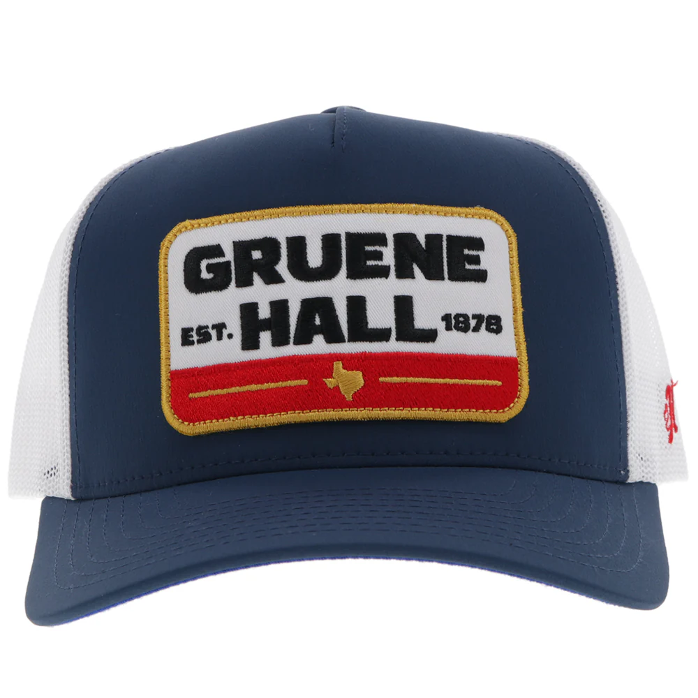 "Gruene Hall" Hat Navy/White w/Red/ Navy & Yellow Patch - Image 4