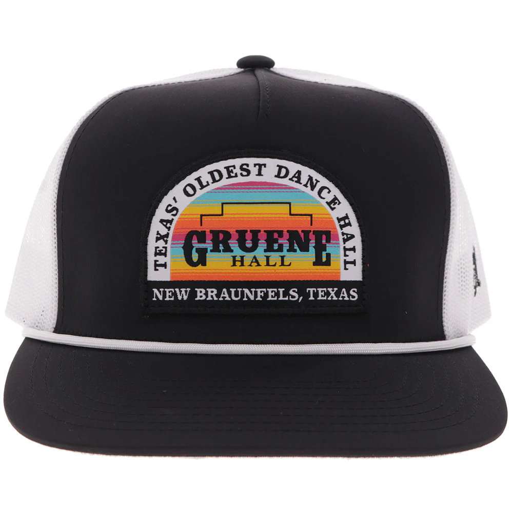 "Gruene Hall" Hat Black/White w/Multi Color Serape Patch - Image 4