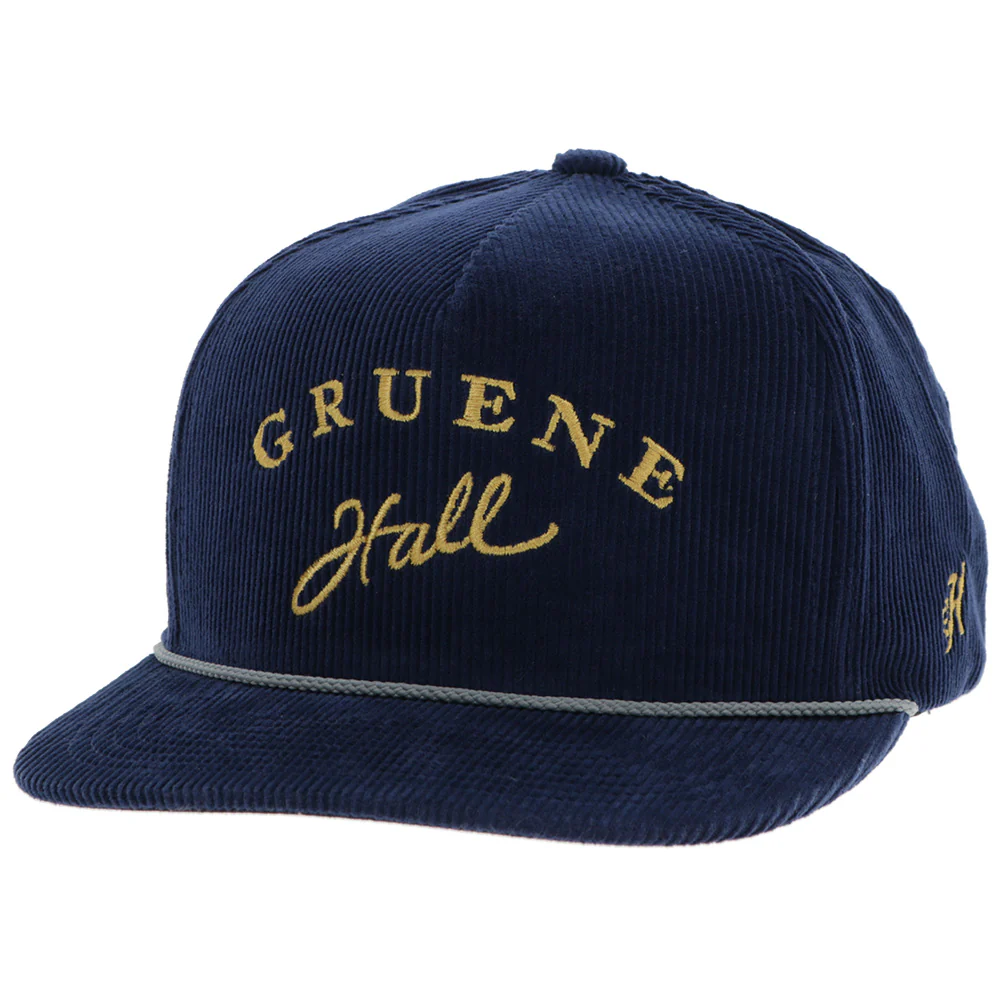 "Gruene Hall" Hat Navy Corduroy w/Gold Embroidery