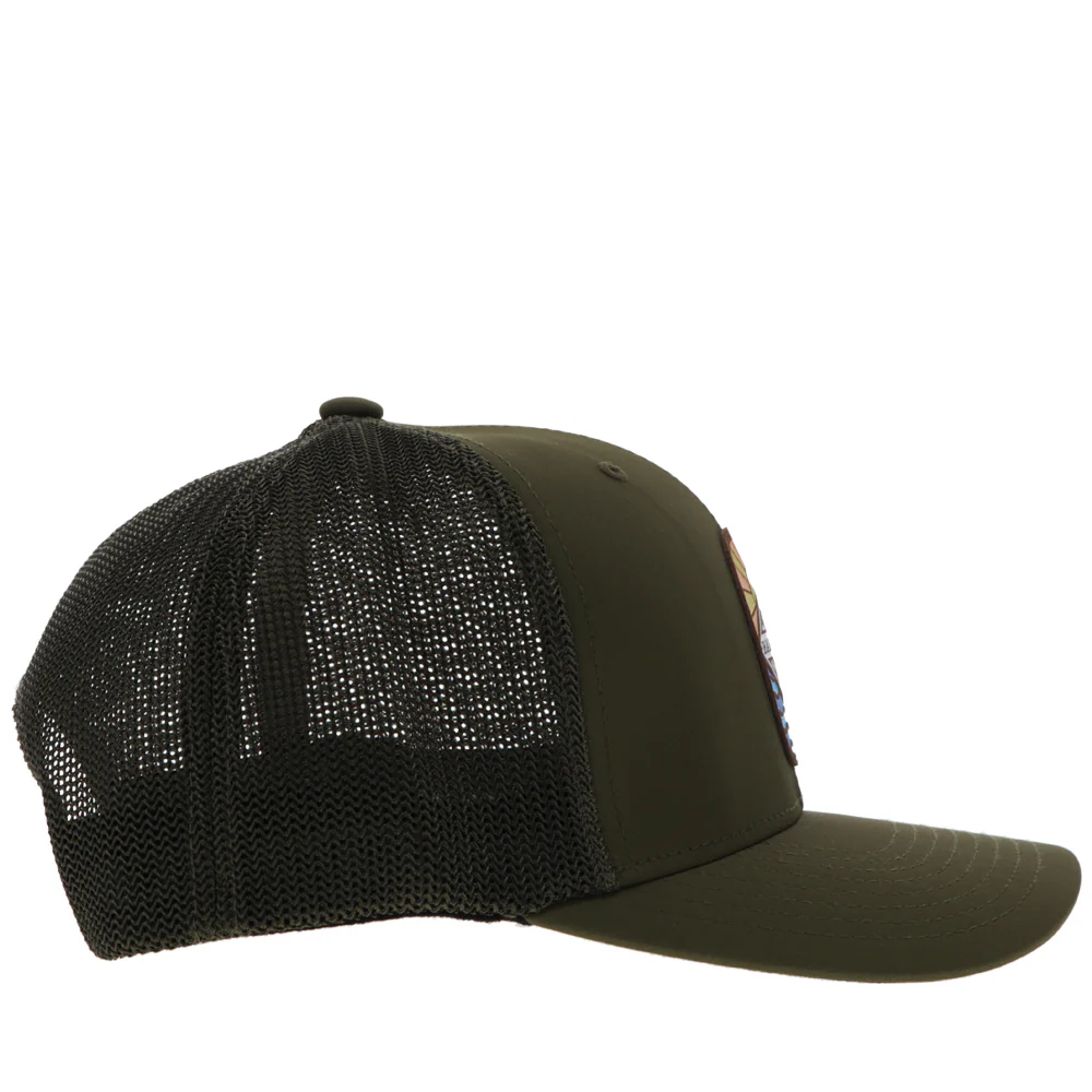 "Habitat" Hat Olive w/Multi Color Patch - Image 4