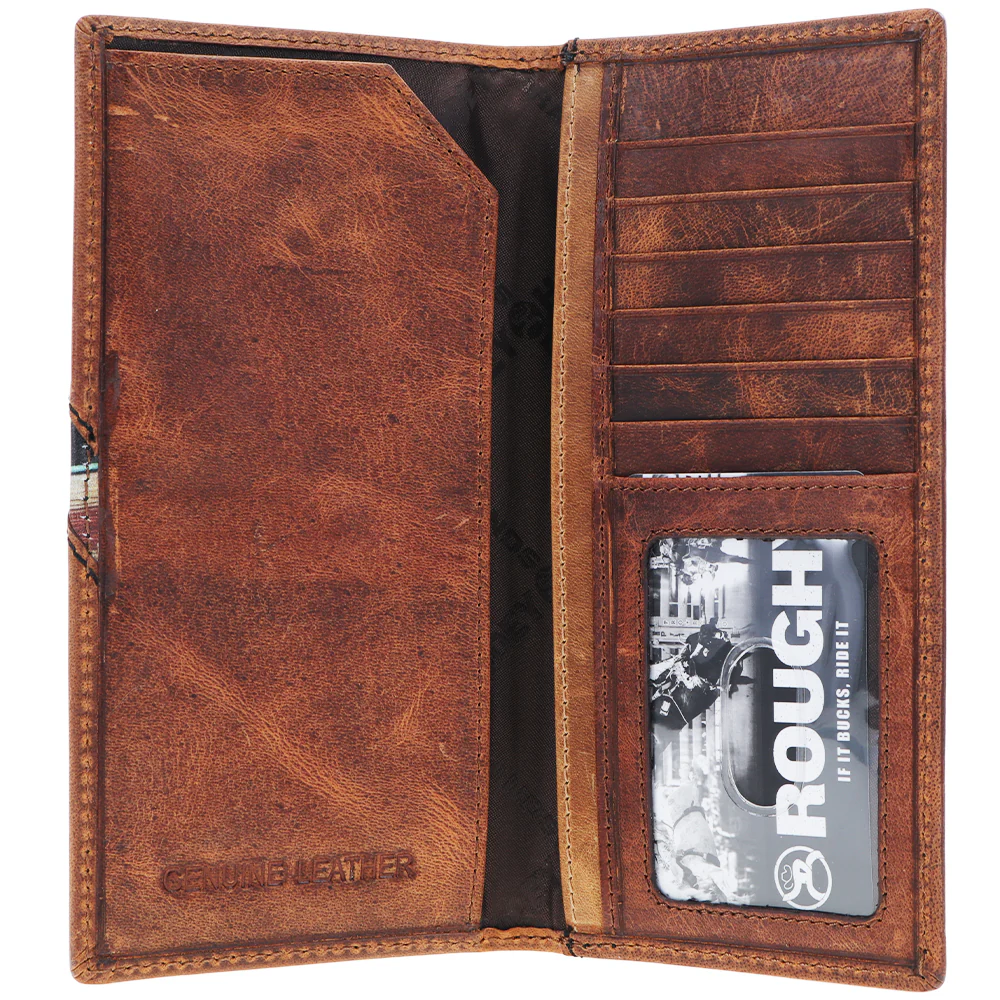 "Hawk" Rodeo Wallet Brown w/ Navajo Serape Print - Image 3