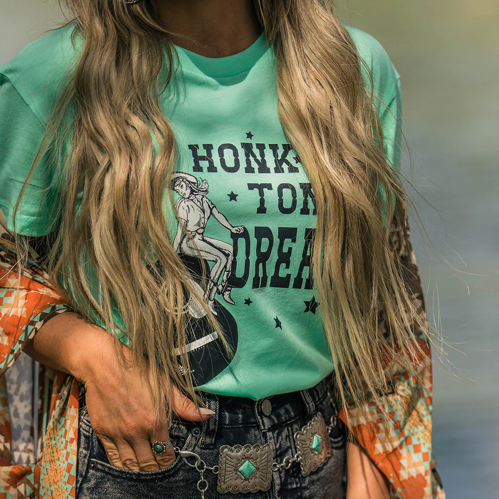 "Honky Tonk Dreams" Mint w/Black Logo T-shirt - Image 2