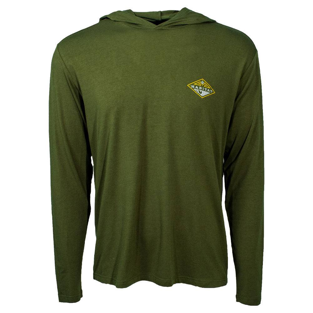 "Hooded Captain" Olive Long Sleeve T-shirt - Image 2