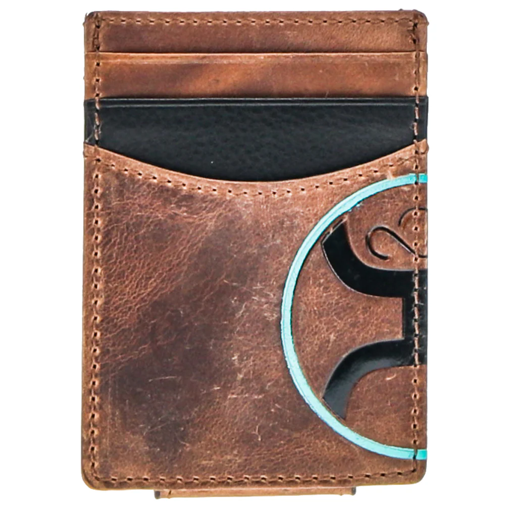 "Hooey 2.0" Brown w/Black & Turquoise Money Clip Wallet