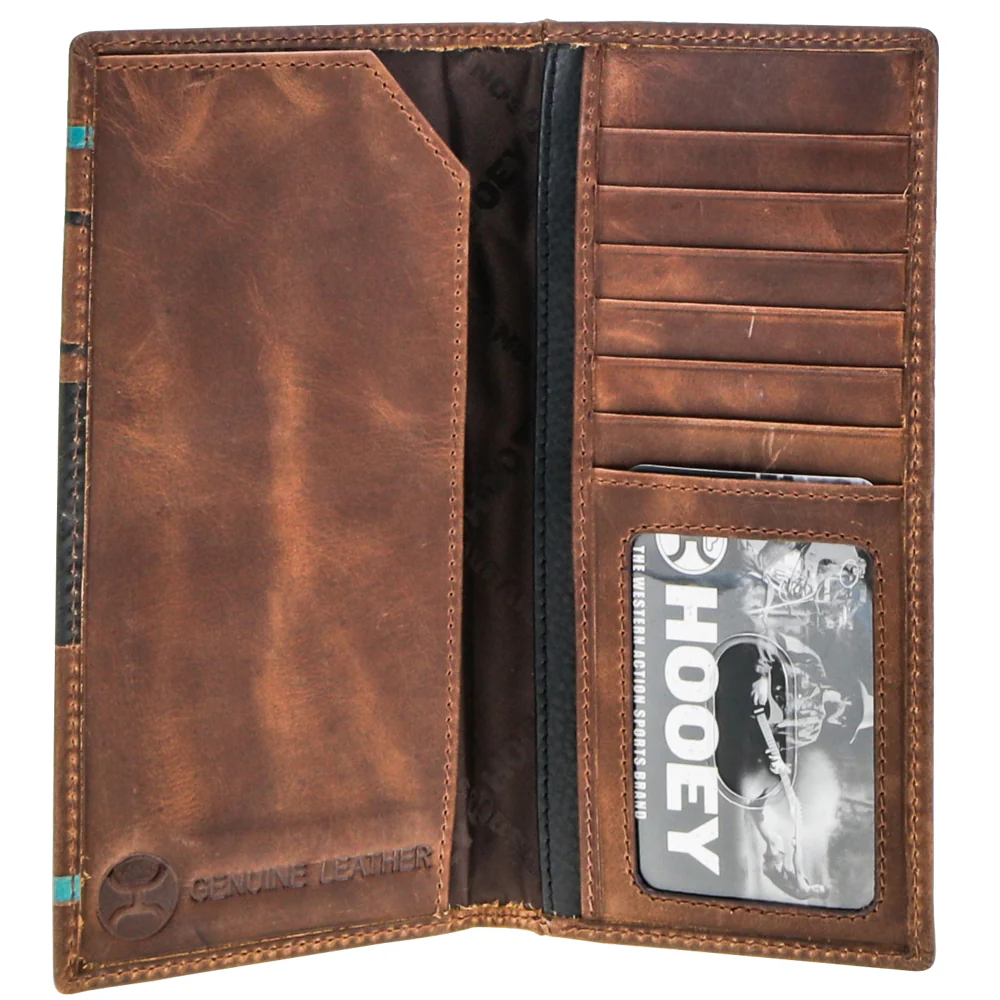"Hooey 2.0" Brown w/Black & Turquoise Rodeo Wallet - Image 3