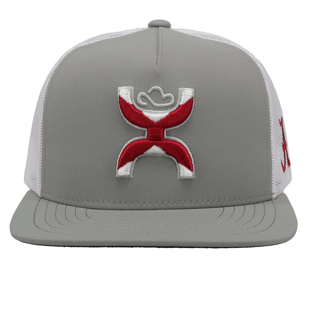 University of Alabama Hat Grey/White w/Hooey Logo (Crimson/White) - Image 3