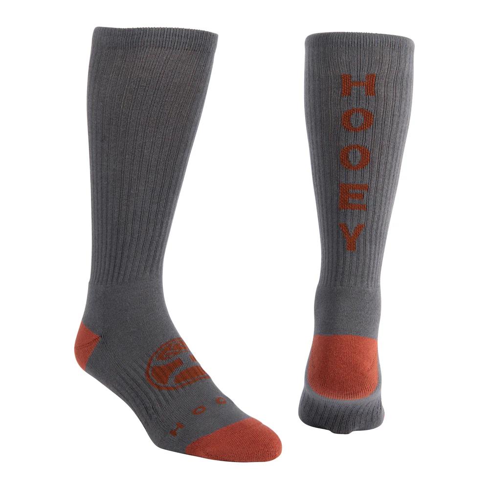 Hooey Athletic Boot Sock 2-Pack Charcoal & White