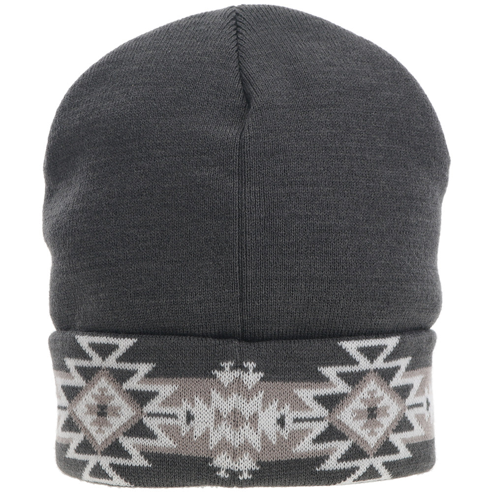 "Hooey Beanie" Grey w/White Aztec detailing - Image 2