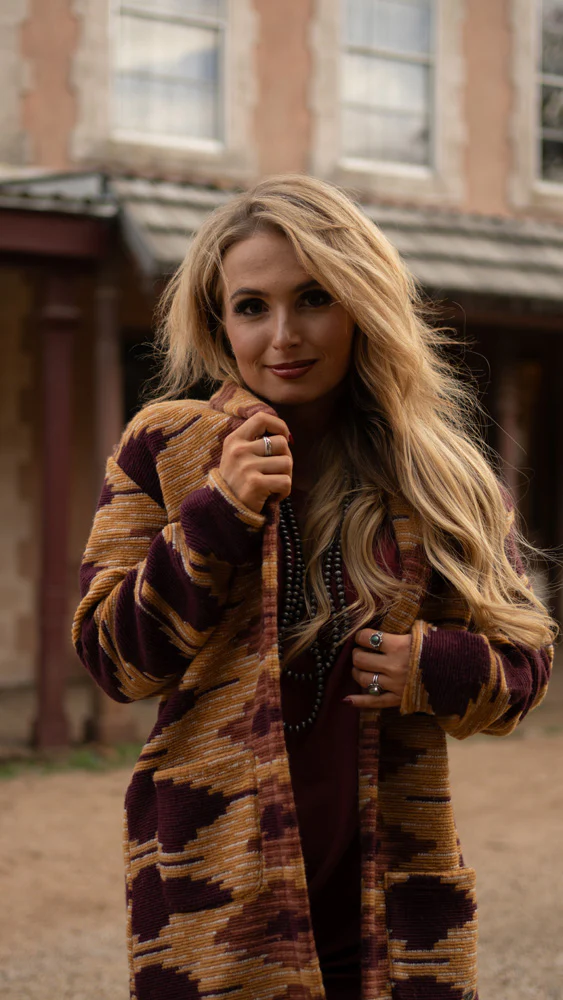"Hooey Ladies Duster" Maroon/Brown - Image 2