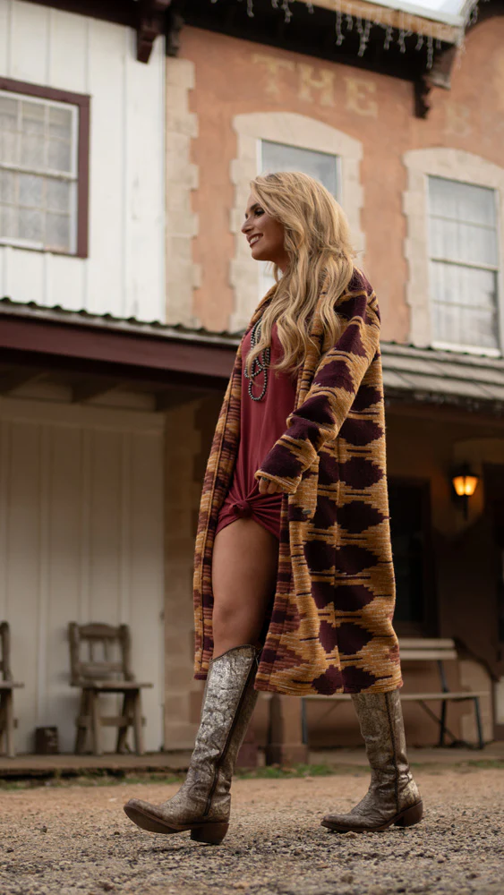 "Hooey Ladies Duster" Maroon/Brown - Image 3