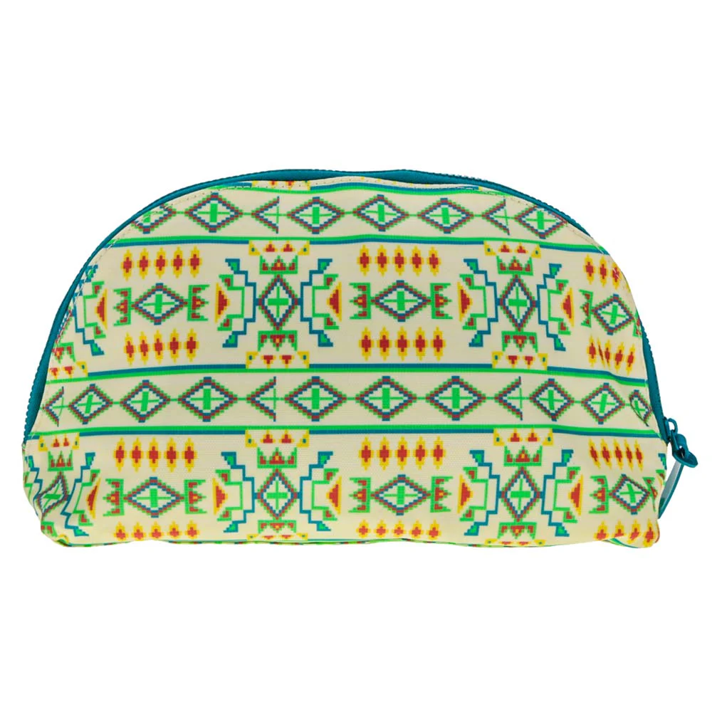 "Hooey Large Accessory Bag" Cream w/ Teal Print - Image 2