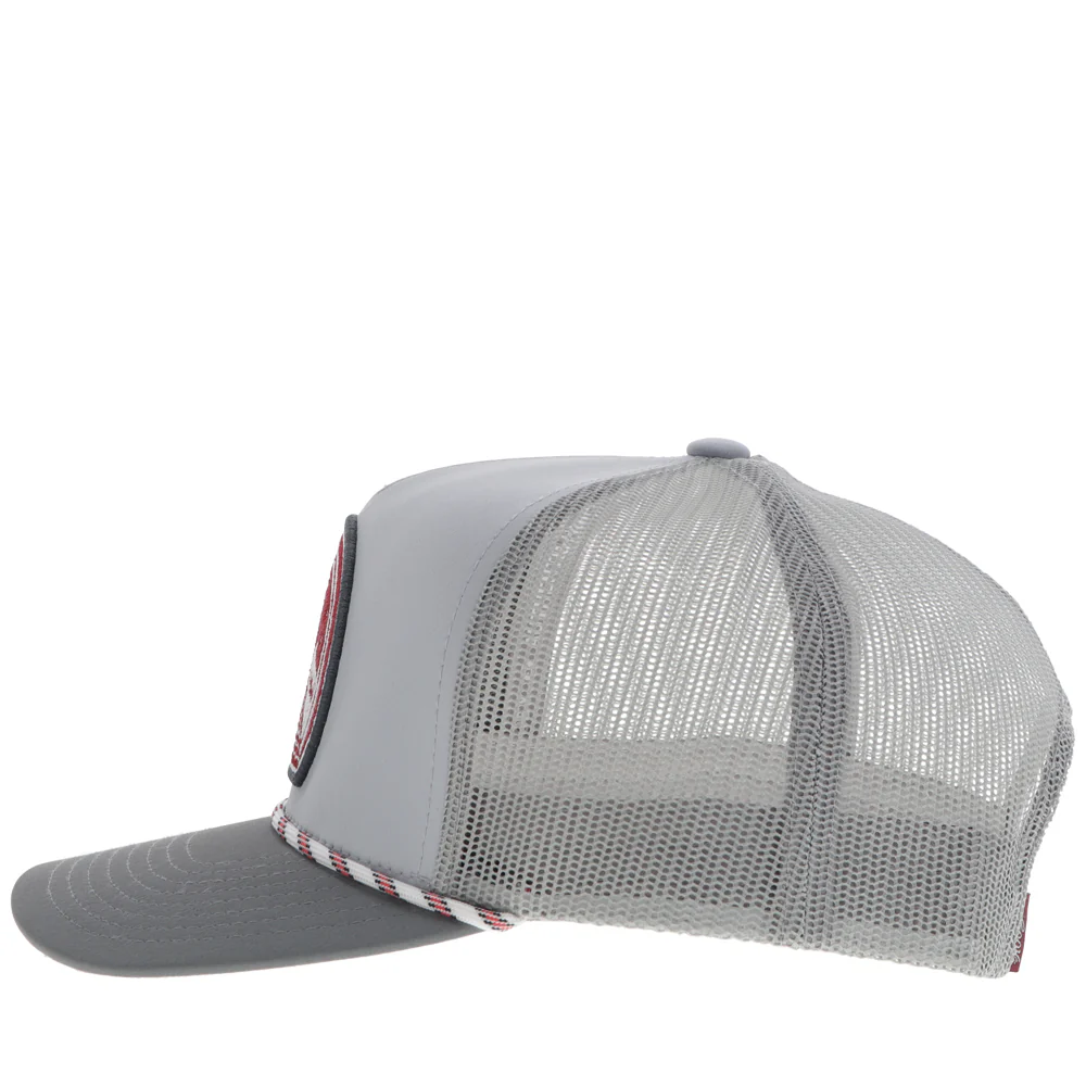 "Hooey Music" Hat Grey w/Red/Black & White Logo - Image 3