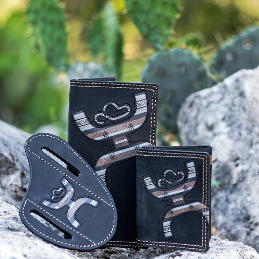 "Hooey Original " Bifold Money Clip Black w/Lakota Print - Image 3