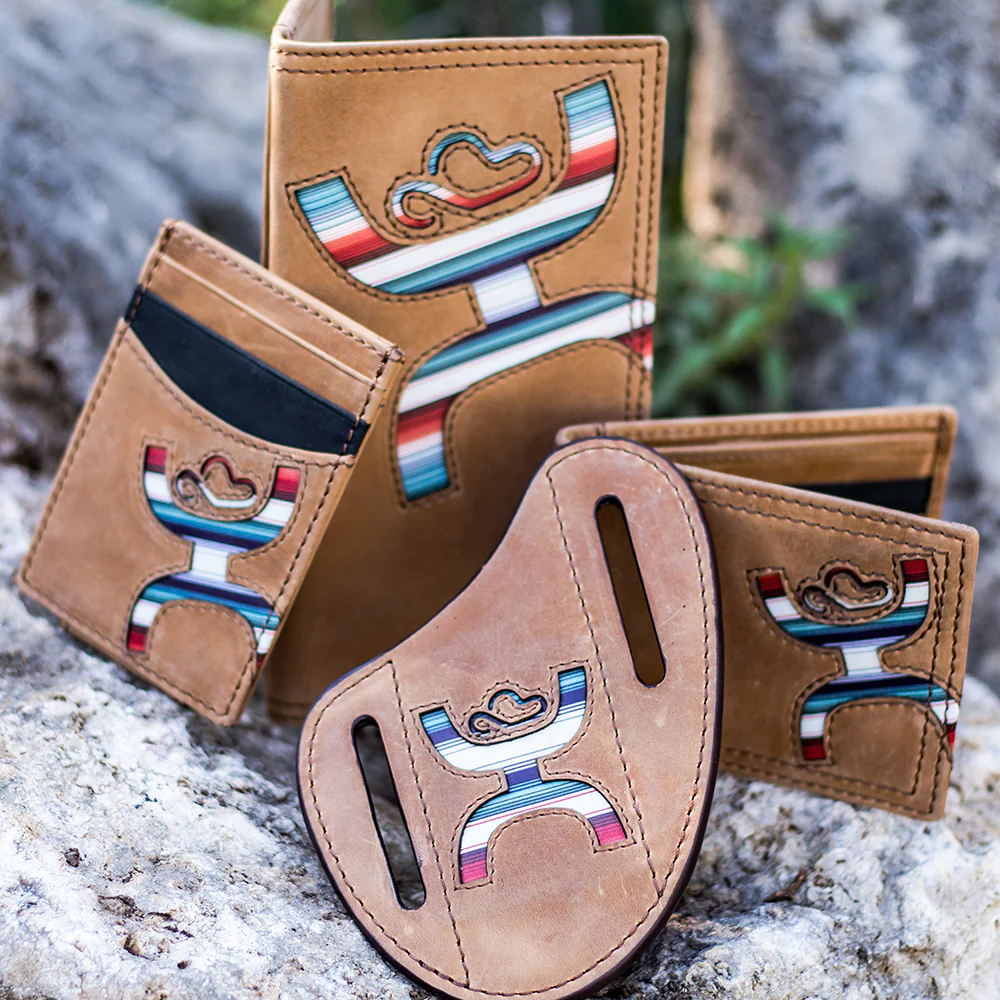 "Hooey Original " Money Clip Tan w/Sunset Serape Print - Image 3