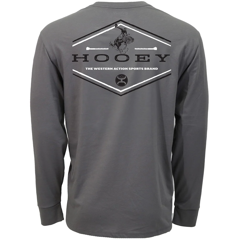 "Hooey Rocks" Long Sleeve T-shirt Grey w/Black & White Logo