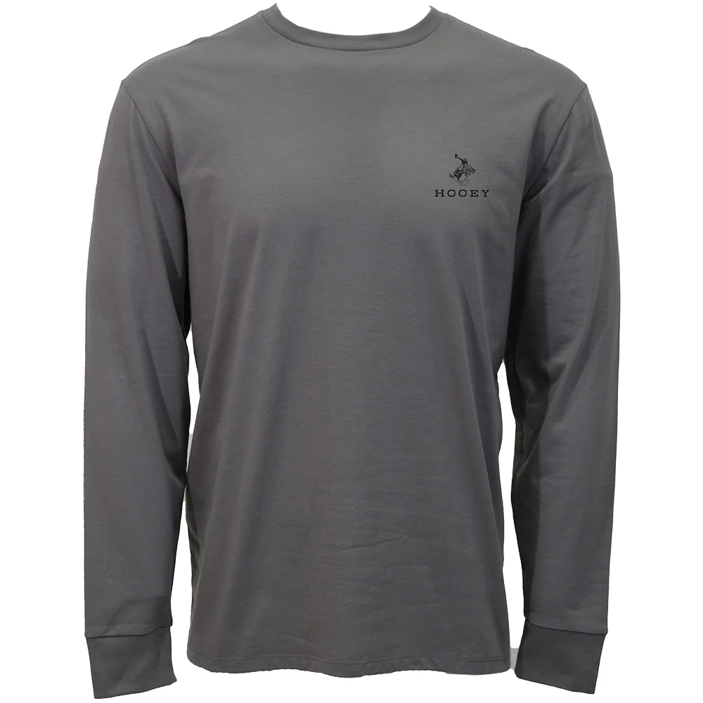 "Hooey Rocks" Long Sleeve T-shirt Grey w/Black & White Logo - Image 2