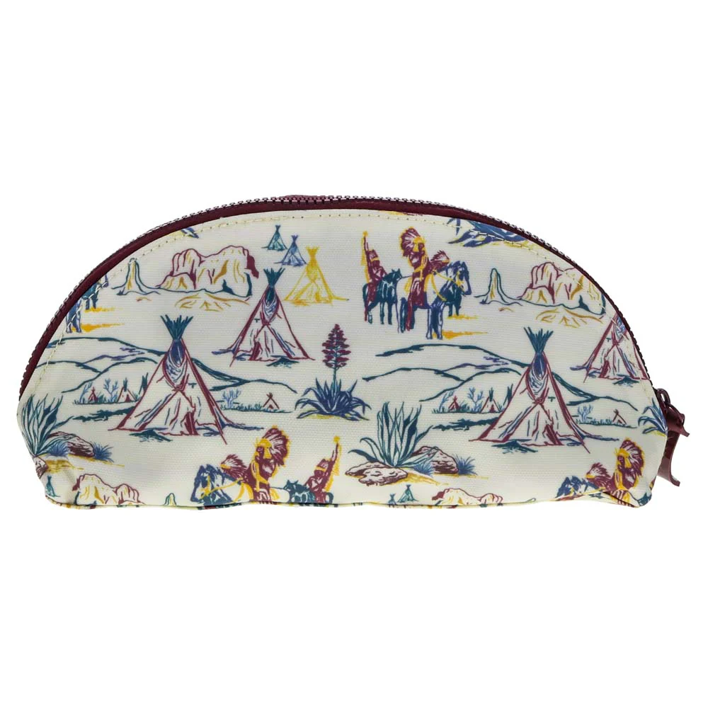 "Hooey Small Accessory Bag" Cream w/ Maroon Print - Image 2