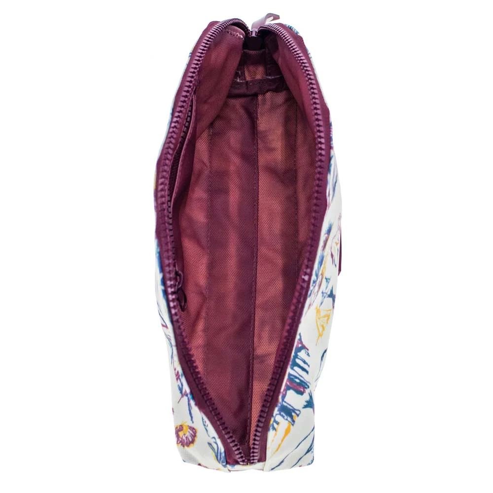 "Hooey Small Accessory Bag" Cream w/ Maroon Print - Image 3
