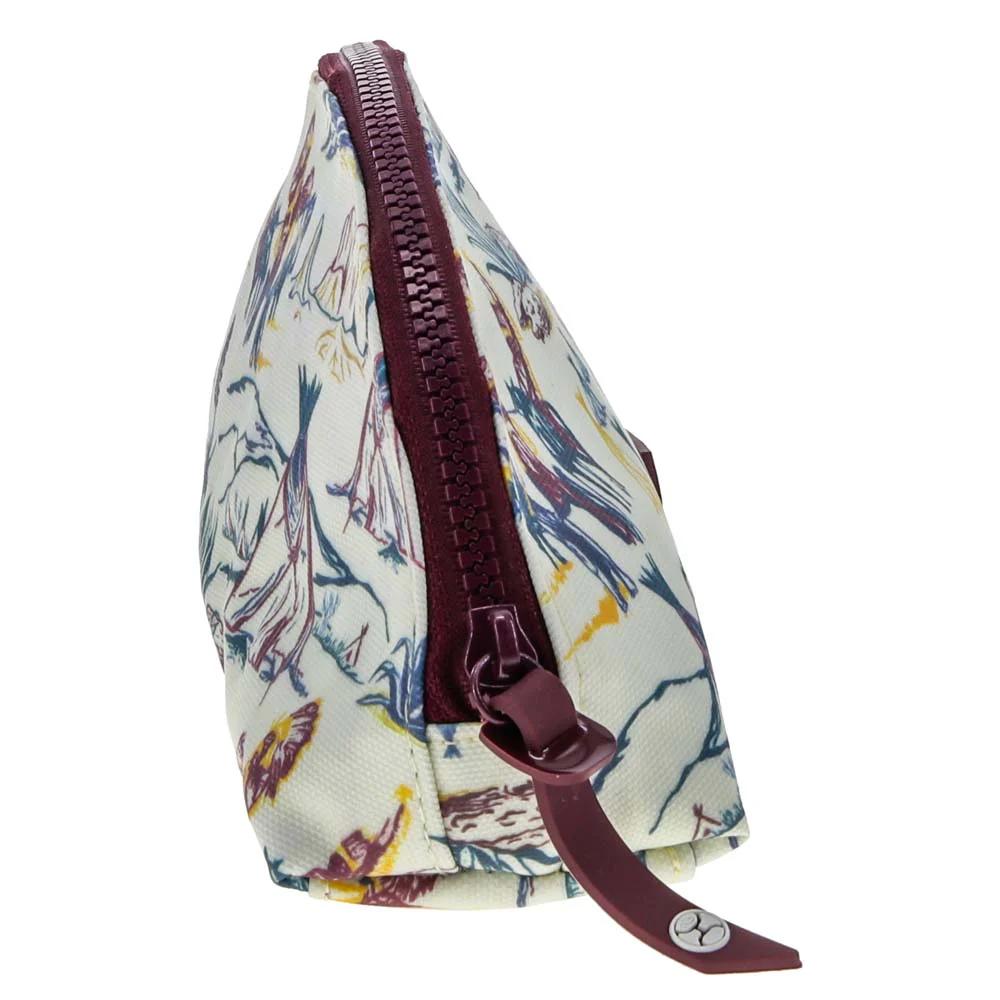 "Hooey Small Accessory Bag" Cream w/ Maroon Print - Image 4