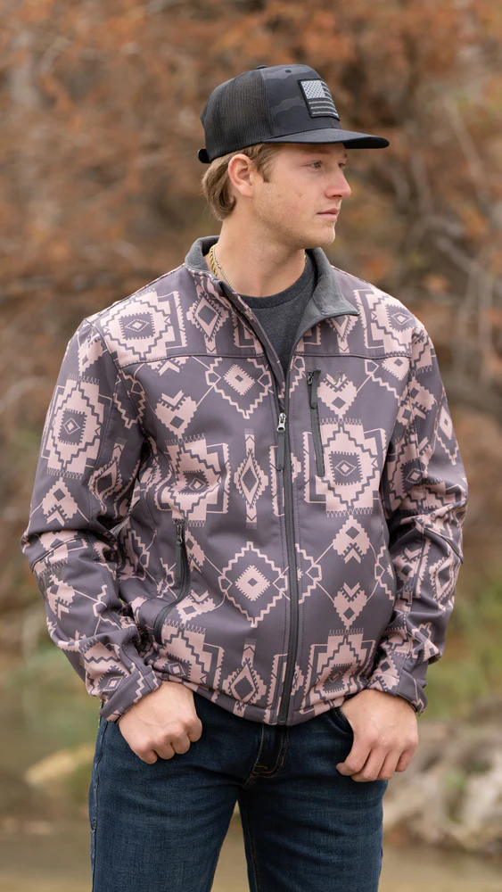 "Hooey Softshell Jacket" Charcoal & Tan/Aztec - Image 2
