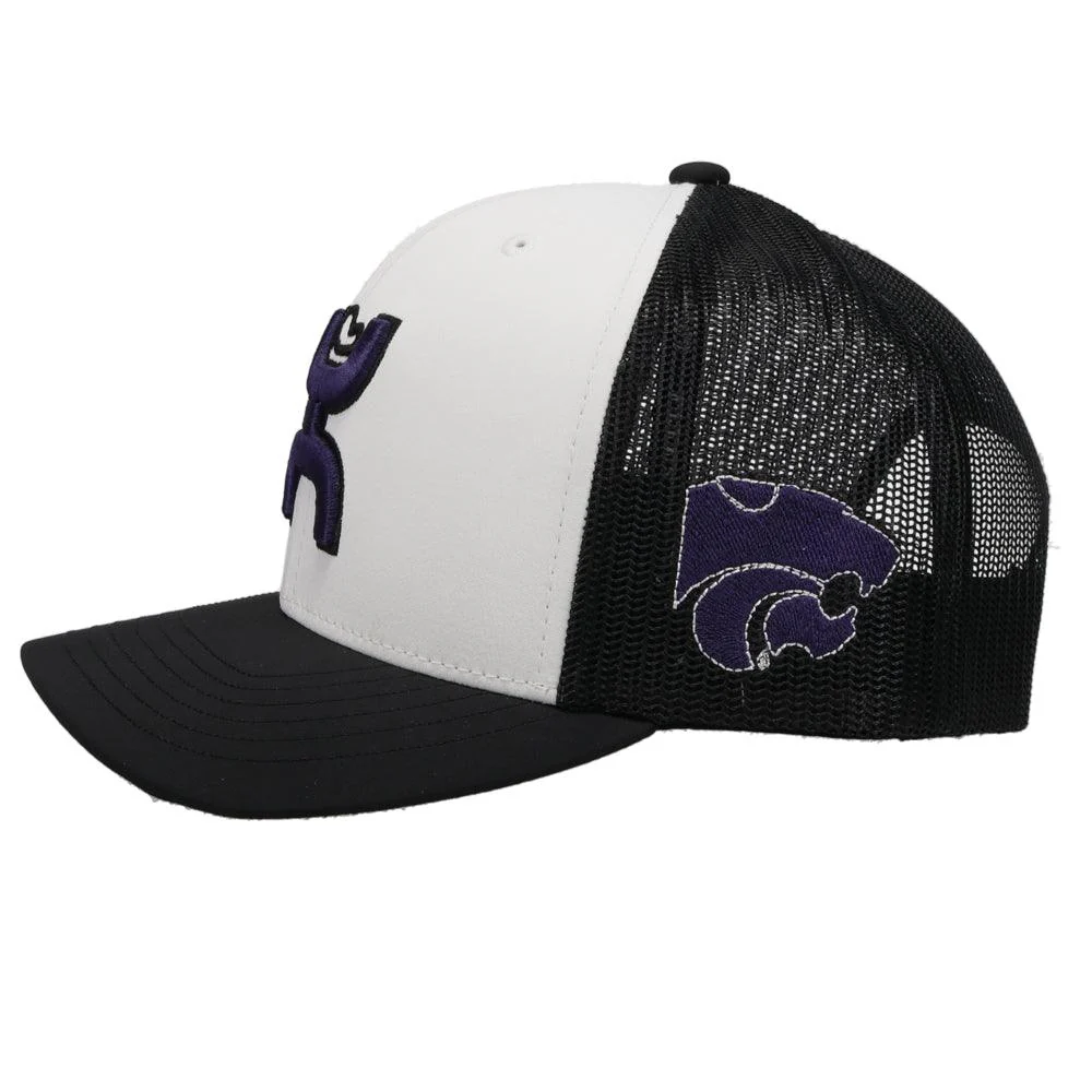 Kansas State University Hat White/Black w/Hooey Logo (Black/Purple) - Image 4