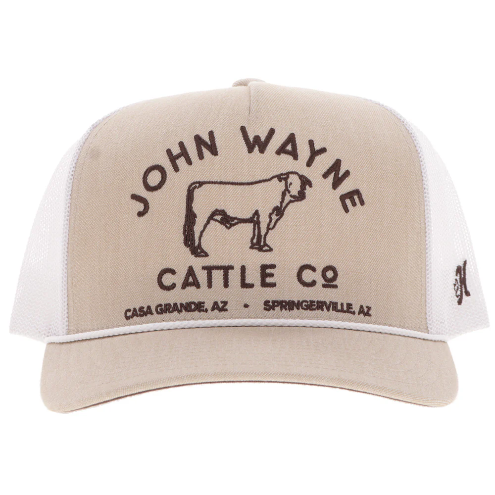 "John Wayne" Hat Tan & White w/Stitching - Image 4