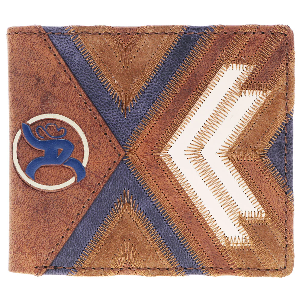 "Kamali" Brown/Blue & Ivory Bifold Patchwork Wallet