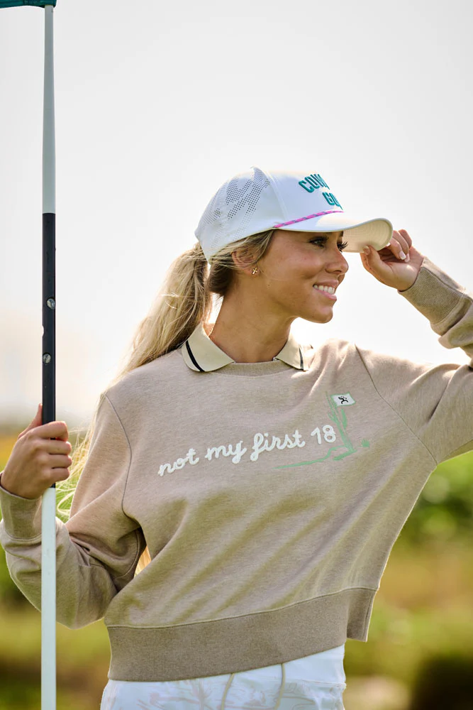 "Kate Crew" Ladies Cropped Pullover Tan - Image 3