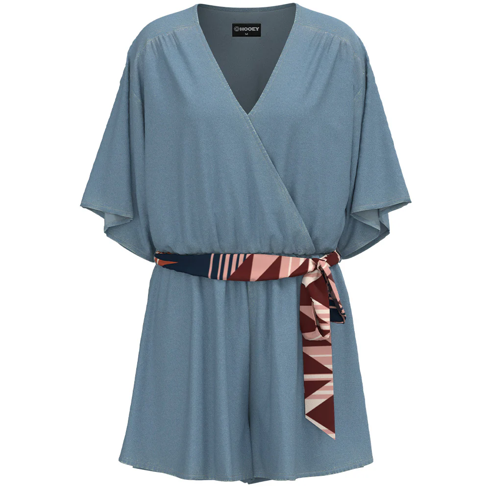 Ladies Romper Denim w/Aztec Pink Belt