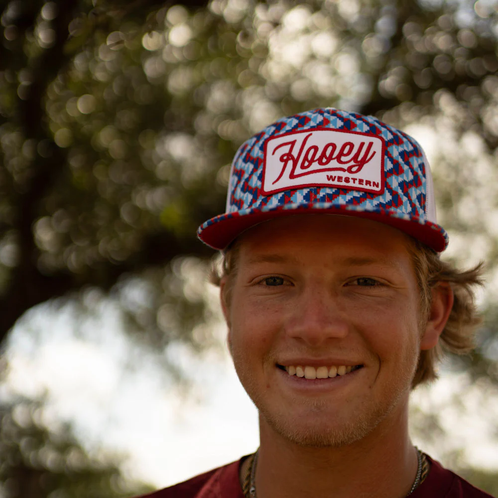 "Lakota" Hat Blue/White w/Red & White Patch - Image 3