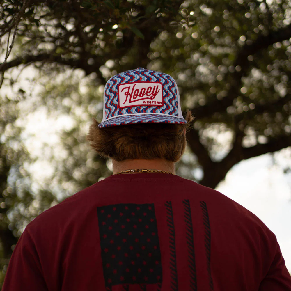 "Lakota" Hat Blue/White w/Red & White Patch - Image 4