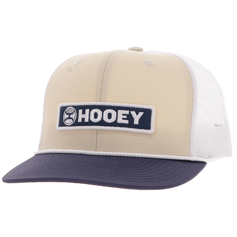 "Lock-Up" Hat Tan/ White w/Navy & White Patch