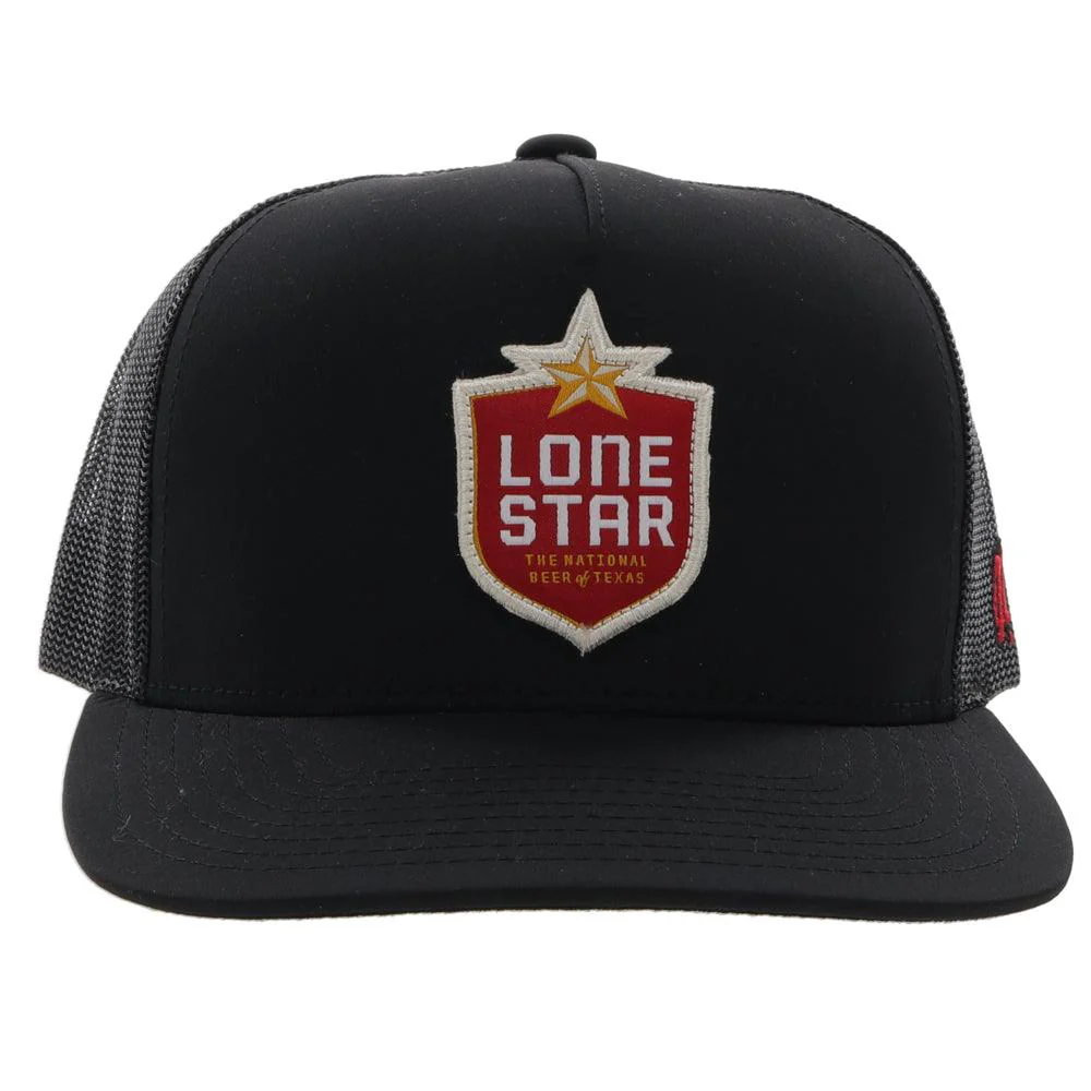 "Lone Star" High Profile Hat Black w/ Red/White Patch - Image 4
