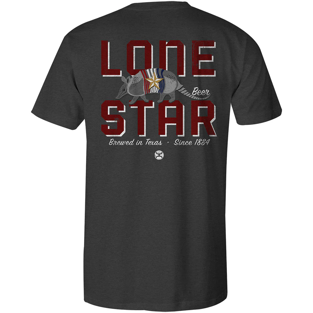 "Lone Star" Dark Grey Pocket Tee w/ Armadillo Logo on Back